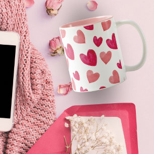 Gepersonaliseerde Liefde Roze en rood snoep harten Tweekleurige Koffiemok