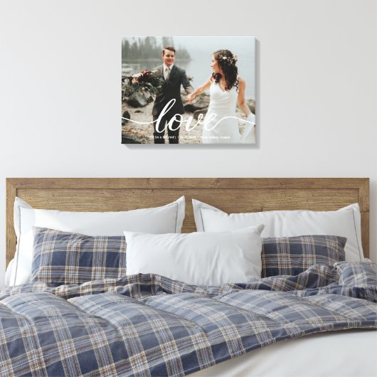 Gepersonaliseerde liefde script bruiloft foto canvas afdruk (Insitu (Slaapkamer))
