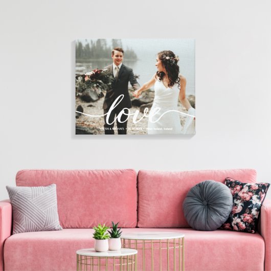 Gepersonaliseerde liefde script bruiloft foto canvas afdruk (Insitu (Woonkamer))