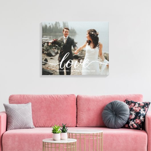 Gepersonaliseerde liefde script bruiloft foto canvas afdruk (Insitu (Woonkamer))