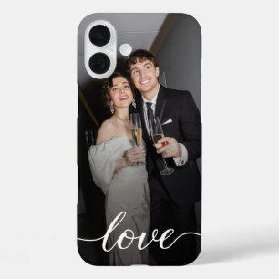 Gepersonaliseerde liefde script paar foto iPhone 16 plus hoesje