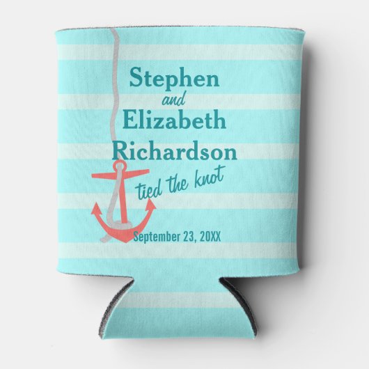 Gepersonaliseerde liefde strand anker blikjeskoeler (Voorkant)