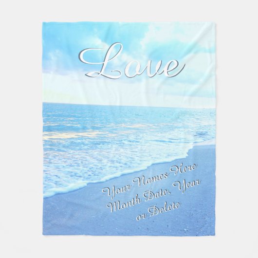 Gepersonaliseerde Liefde Strand Wedding Throw Deke Fleece Deken (Voorkant)