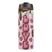 Gepersonaliseerde liefde Strawberry 3D Thermosbeker (Voorkant)