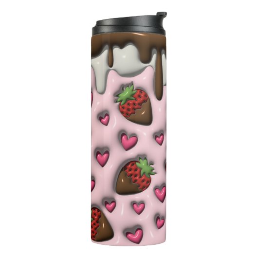 Gepersonaliseerde liefde Strawberry 3D Thermosbeker (Gedraaid links)