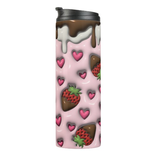 Gepersonaliseerde liefde Strawberry 3D Thermosbeker (Geroteerd rechts)