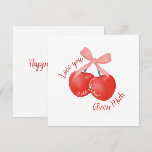 Gepersonaliseerde Liefde u Cherry veel kersen & bo Feestdagenkaart (Voorkant / Achterkant)
