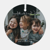 Gepersonaliseerde liefde U Mimi Foto handgeschreve Glas Ornament (Achterkant)