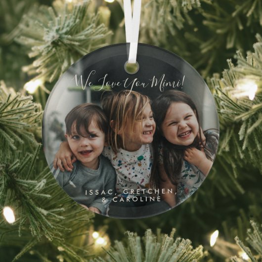 Gepersonaliseerde liefde U Mimi Foto handgeschreve Glas Ornament (Insitu)