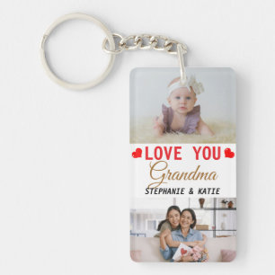Gepersonaliseerde liefde u oma 2 foto sleutelhanger