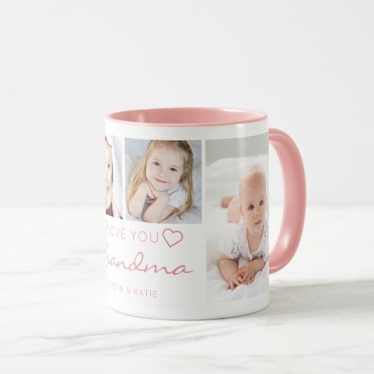 Gepersonaliseerde LIEFDE U OMA 4 Foto Roze Mok (Voorkant rechts)