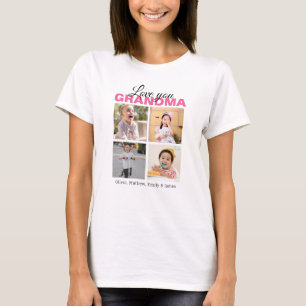 Gepersonaliseerde Liefde U Oma 4 Fotocollage T-shirt