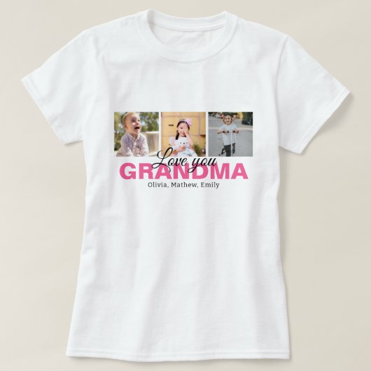 Gepersonaliseerde Liefde U Oma Fotocollage T-shirt (Design voorkant)