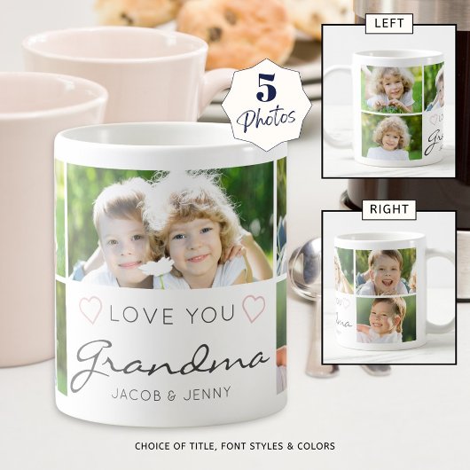 Gepersonaliseerde LIEFDE U OMA Handgeschreven 5 Fo Koffiemok