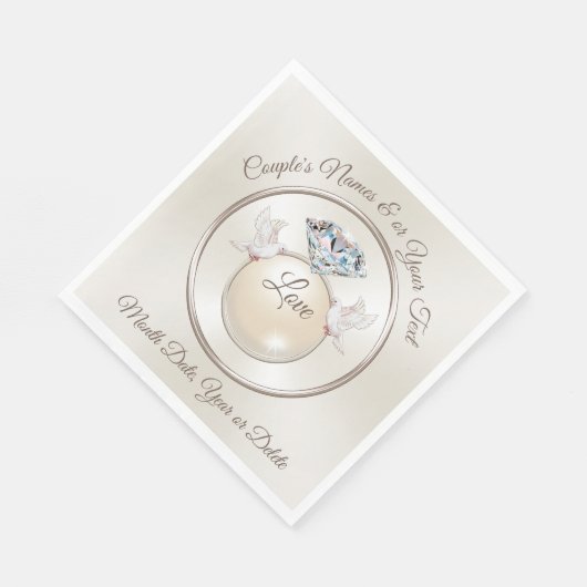 Gepersonaliseerde liefde Vogel bruiloft servetten  (Hoek)