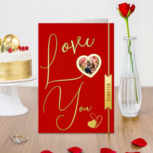 Gepersonaliseerde liefde voor altijd Valentijnsdag Folie Feestdagenkaart