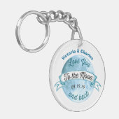 Gepersonaliseerde liefde voor de maan en terug sleutelhanger (Voorkant Links)