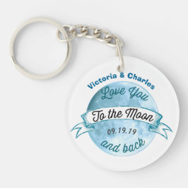 Gepersonaliseerde liefde voor de maan en terug sleutelhanger