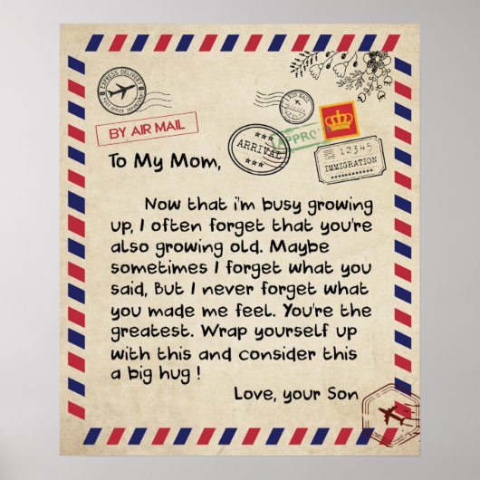 Gepersonaliseerde liefde voor mijn moeder bank, poster (Voorkant)