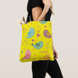 Gepersonaliseerde liefde voor vogels tote bag