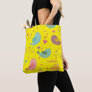 Gepersonaliseerde liefde voor vogels tote bag