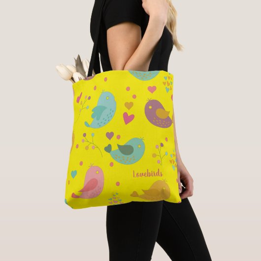 Gepersonaliseerde liefde voor vogels tote bag (Dichtbij)
