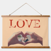 Gepersonaliseerde liefdesafkorting met foto hangend wandkleed (Voorkant)