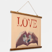 Gepersonaliseerde liefdesafkorting met foto hangend wandkleed (Gebogen)