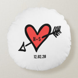 Gepersonaliseerde liefdeshartrennis Gift Cushion Rond Kussen
