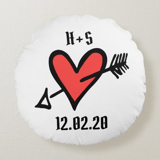 Gepersonaliseerde liefdeshartrennis Gift Cushion Rond Kussen (Voorkant)