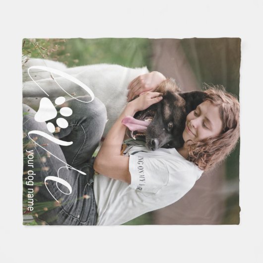 Gepersonaliseerde Liefdespoot, Print Hondenliefheb Fleece Deken (Voorkant (Horizontaal))