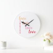 Gepersonaliseerde liefdestypografie grote klok (Huis)