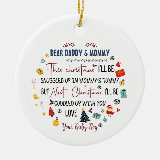Gepersonaliseerde lieve papa deze kerst zal ik zon keramisch ornament (Voorkant)