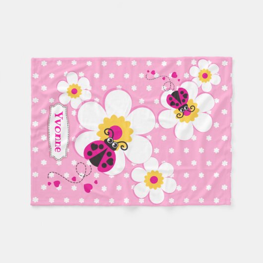 Gepersonaliseerde lieveheersbeestjes lieveheersbee fleece deken (Voorkant (Horizontaal))