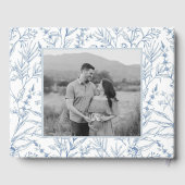 Gepersonaliseerde lijn getrokken Blauw Bloemen Bab Gastenboek (Achterkant)