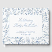 Gepersonaliseerde lijn getrokken Blauw Bloemen Bab Gastenboek (Voorkant)