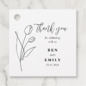 Gepersonaliseerde lijntekening bloem minimalist bedankjes labels (Voorkant)