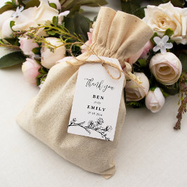 Gepersonaliseerde lijntekening bloem minimalist cadeaulabel