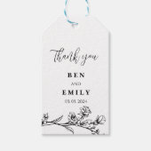 Gepersonaliseerde lijntekening bloem minimalist cadeaulabel (Voorkant)