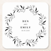 Gepersonaliseerde lijntekening bloem minimalist kartonnen onderzetters (Voorkant)