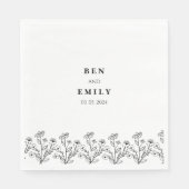Gepersonaliseerde lijntekening bloem minimalist servet (Voorkant)