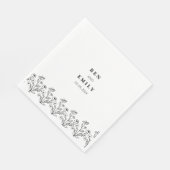 Gepersonaliseerde lijntekening bloem minimalist servet (Hoek)