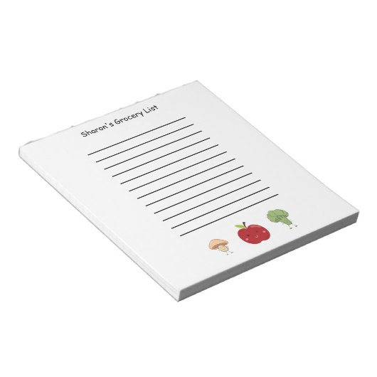 Gepersonaliseerde lijst met groenten en appels notitieblok (Schuin)