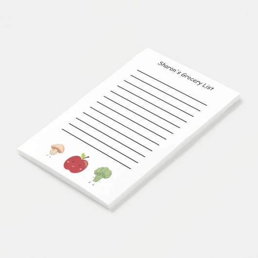 Gepersonaliseerde lijst met groenten en appels post-it® notes (Schuin)