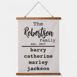 Gepersonaliseerde lijst van namen voor schrijfmach hangend wandkleed