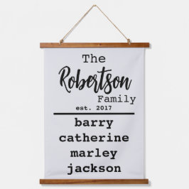 Gepersonaliseerde lijst van namen voor schrijfmach hangend wandkleed