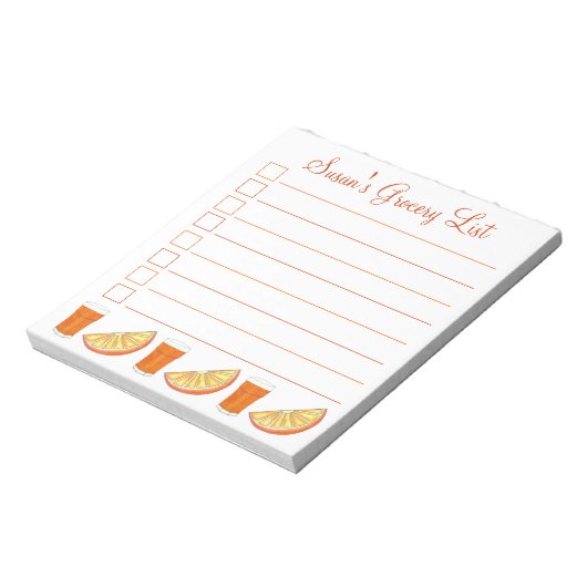 Gepersonaliseerde lijst van Oranje sap Notitieblok (Linkerzijde)