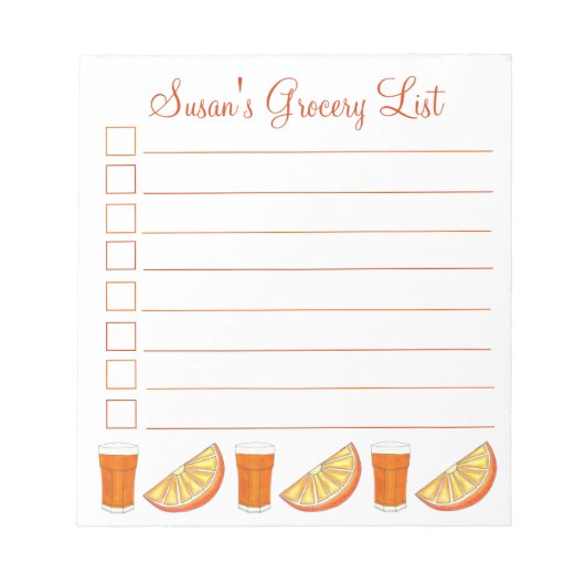 Gepersonaliseerde lijst van Oranje sap Notitieblok (Voorkant)