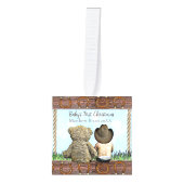 Gepersonaliseerde Lil Cowboy | Eerste Kerstmis bab Decoratie (Voorkant)