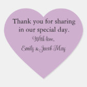 Gepersonaliseerde Lila bruiloft Hart Sticker (Voorkant)